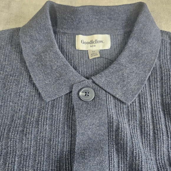 Goodfellow & Co Other - Goodfellow & Co Mens Blue Ribbed Button Front Cardigan Sweater Collared Medium
